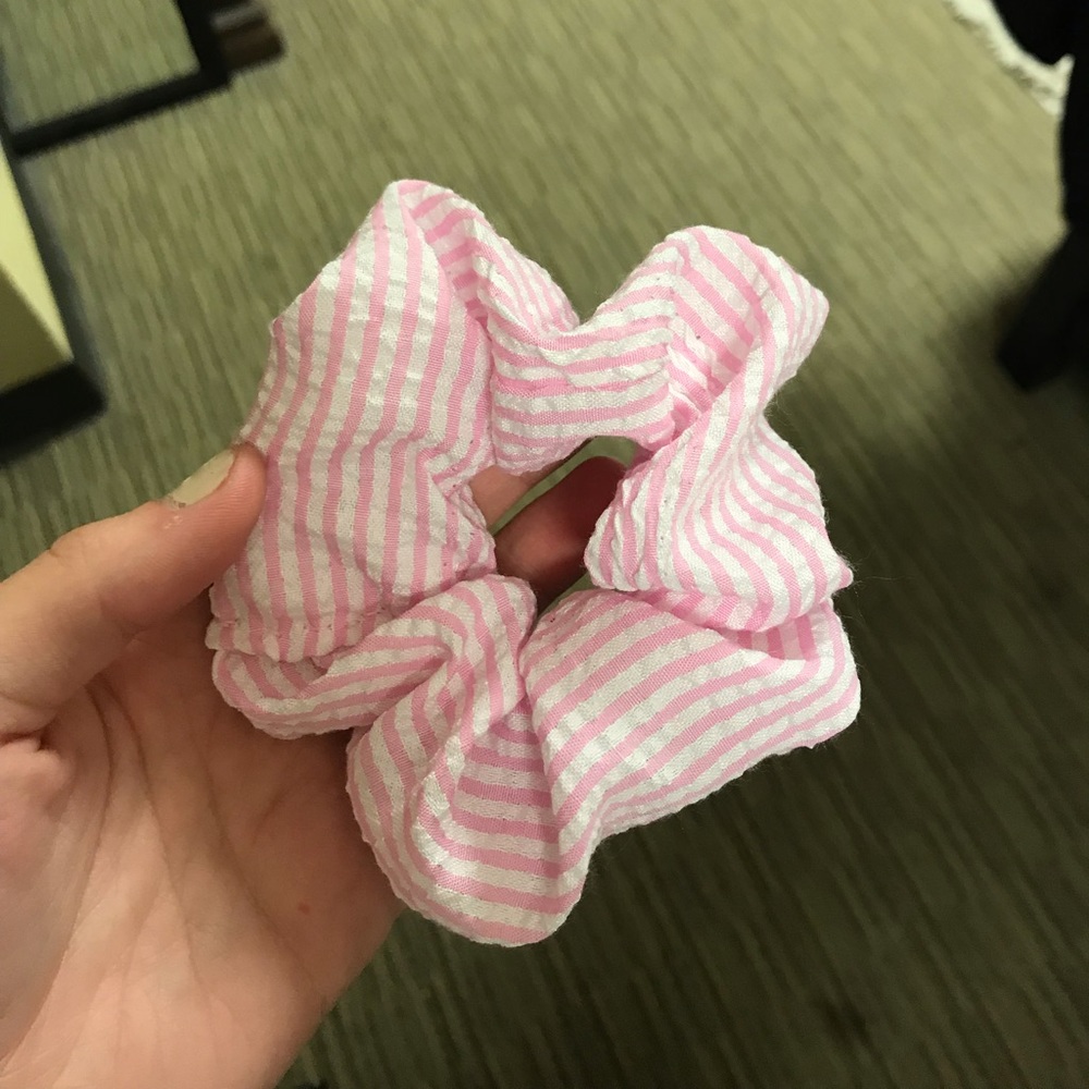 Pink Seersucker Scrunchie